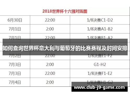 如何查询世界杯意大利与葡萄牙的比赛赛程及时间安排 如何查询世界杯意大利与葡萄牙的比赛赛程及时间安排
